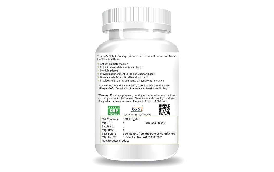 Nature's Velvet Evening Primrose Oil    Bottle  60 pcs